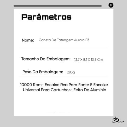 Imagem de Maquina Caneta De Tatuagem Pen Aurora P3