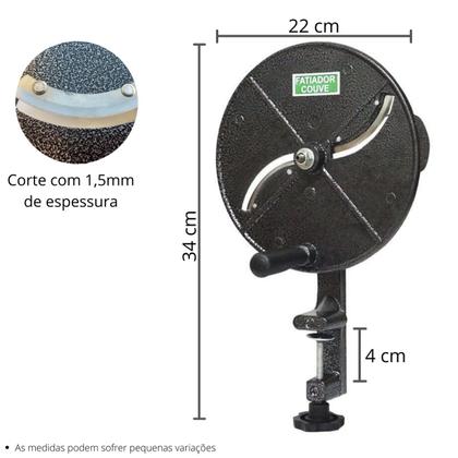 Imagem de Máquina Cortar Fatiar Couve Fininha Fatiador Manual Hortaliças + Jogo Lâmina Adicional