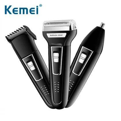 Imagem de Maquina Corte Cabelo Barba E Depilação Kemei Preto 3 Em 1