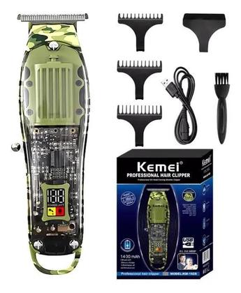 Imagem de Máquina Corte Kit Barbeiro 3 Em 1 Camuflado Transparente Sem