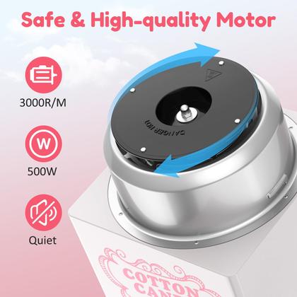 Imagem de Máquina de algodão doce Ajgvq Pink Mini Portable com colher de açúcar