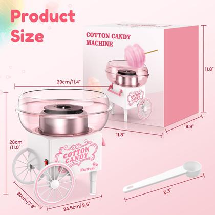Imagem de Máquina de algodão doce Ajgvq Pink Mini Portable com colher de açúcar