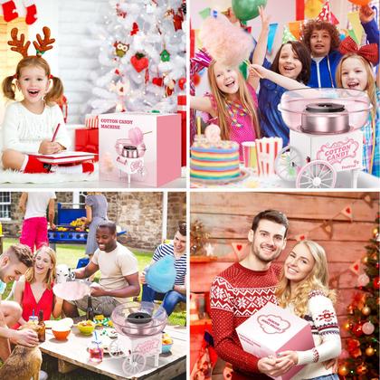 Imagem de Máquina de algodão doce Ajgvq Pink Mini Portable com colher de açúcar