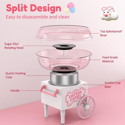 Imagem de Máquina de algodão doce Ajgvq Pink Mini Portable com colher de açúcar