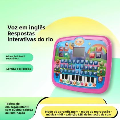 Imagem de Máquina De Aprendizagem Para Crianças Tablet De Computador Em Inglês Com Luz LED Dispositivo