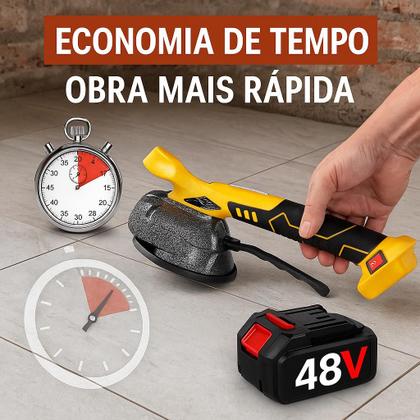 Imagem de Maquina De Assentar Piso Elétrica Recarregável Porcelanato Vibratória 2 Baterias 48v Com Maleta
