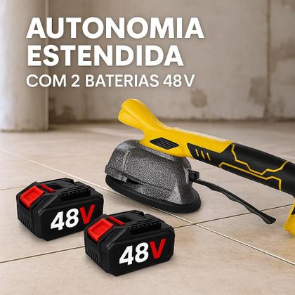 Imagem de Maquina De Assentar Piso Elétrica Recarregável Porcelanato Vibratória 2 Baterias 48v Com Maleta