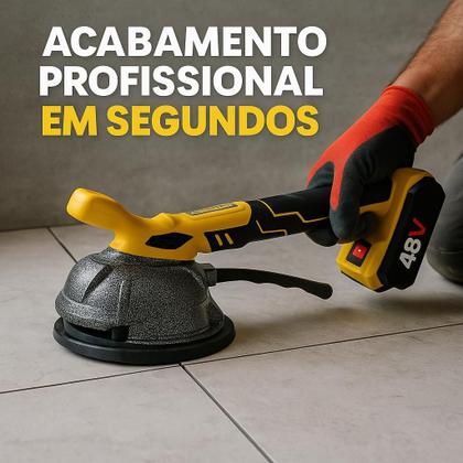 Imagem de Maquina De Assentar Piso Elétrica Recarregável Porcelanato Vibratória 2 Baterias 48v Com Maleta