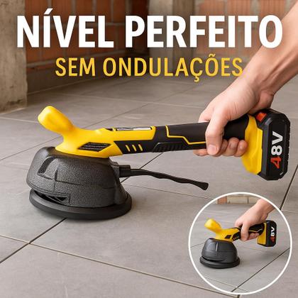 Imagem de Maquina De Assentar Piso Elétrica Recarregável Porcelanato Vibratória 2 Baterias 48v Com Maleta