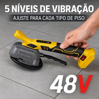 Imagem de Maquina De Assentar Piso Elétrica Recarregável Porcelanato Vibratória 2 Baterias 48v Com Maleta