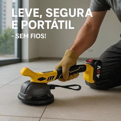 Imagem de Maquina De Assentar Piso Elétrica Recarregável Porcelanato Vibratória 2 Baterias 48v Com Maleta