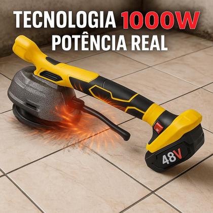 Imagem de Maquina De Assentar Piso Elétrica Recarregável Porcelanato Vibratória 2 Baterias 48v Com Maleta