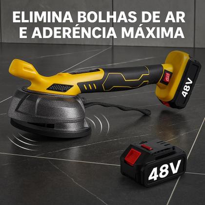 Imagem de Maquina De Assentar Piso Elétrica Recarregável Porcelanato Vibratória 2 Baterias 48v Com Maleta