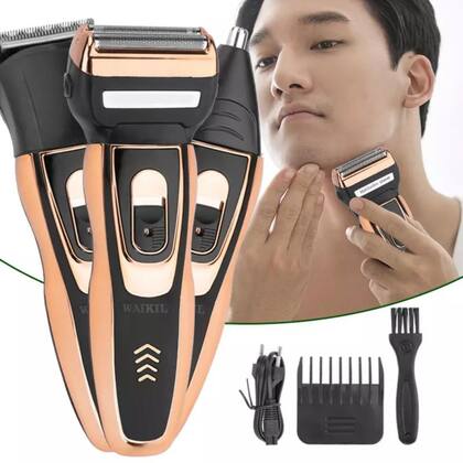 Imagem de Maquina de Barbear Aparador 3 em 1Bivolt Recarregável deixa barba lisa sem pelos
