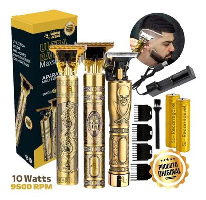 Imagem de Máquina De Barbear Profissional Aparador Dourada Bivolt 