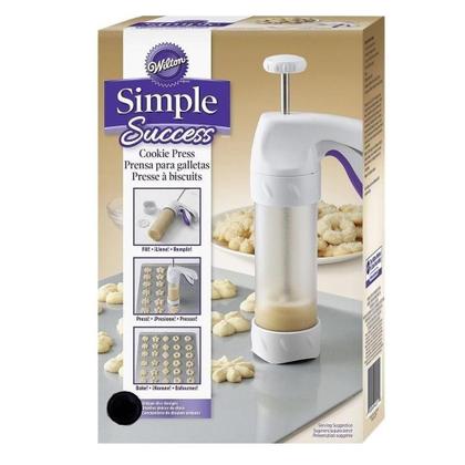 Imagem de Maquina de biscoitos bolacha wilton petit four e cookies kit conjunto biscoiteira com 18 moldes moldes