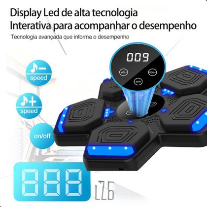 Imagem de Máquina De Boxe Musical Eletrônico Luvas Bluetooth Recarregável Para Treino Academia