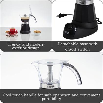 Imagem de Máquina de café expresso elétrica Imusa 6 ou 3 xícaras preta