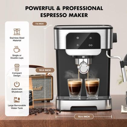 Imagem de Máquina de café expresso LERTIN 20 Bar com batedor de leite automático 1,8 L