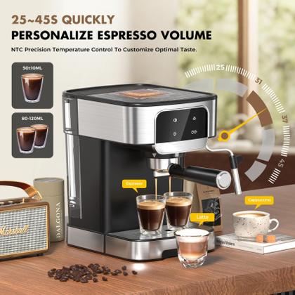 Imagem de Máquina de café expresso LERTIN 20 Bar com batedor de leite automático 1,8 L