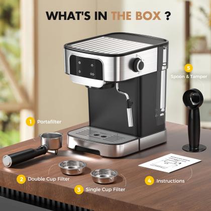 Imagem de Máquina de café expresso LERTIN 20 Bar com batedor de leite automático 1,8 L