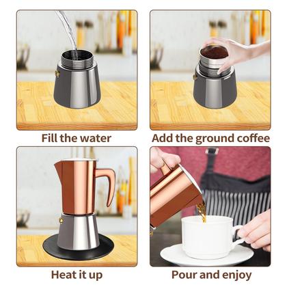 Imagem de Máquina de café expresso Moka Pot Collgene 6 xícaras (300 mL) de aço inoxidável