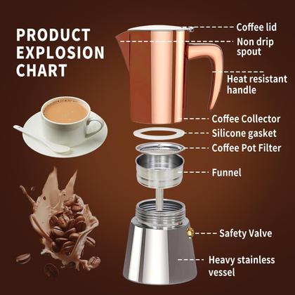 Imagem de Máquina de café expresso Moka Pot Collgene 6 xícaras (300 mL) de aço inoxidável