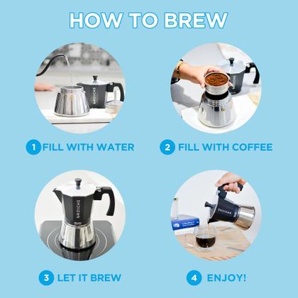 Imagem de Máquina de café expresso para fogão GROSCHE Milano Moka Pot 9 xícaras preta