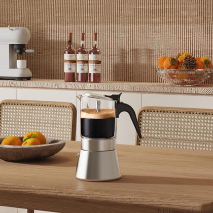 Imagem de Máquina de café expresso SIXAQUAE Induction Moka Pot 160 ml em aço inoxidável