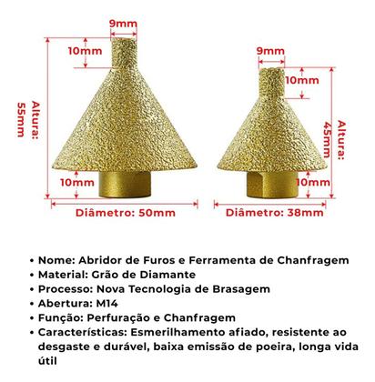 Imagem de Máquina De Chanfrar Cabeça Plana Com Grão De Diamante 38mm