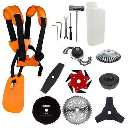 Imagem de Máquina de Corta Grama Vulcan VR520H 52cc 2,5HP 8 Em 1 C/ Carretel e Faca 3 Pontas + EXTRA Faca 2 Pontas + Faca 6 Pontas + Faca 40 Dentes Vídea + Faca 80 Dentes + Trimmer + Escova de Aço + ÓLEO TOYAMA