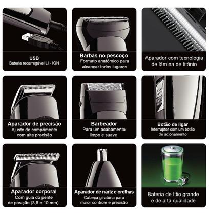 Imagem de Maquina De Cortar Cabelo Barba E Aparador De Pelos Mega Compras