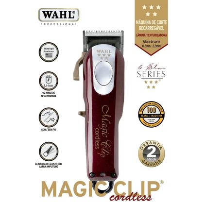 Imagem de Máquina de Cortar Cabelo Profissional Wahl Magic Clip Cordless Íons de Lítio Bivolt