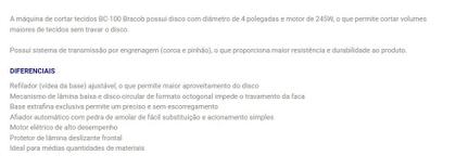 Imagem de Máquina de Corte a Disco 4 Polegadas Bracob BC100-4-110v