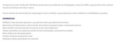 Imagem de Máquina de Corte a Disco 4 Polegadas Bracob BC100-4-110v