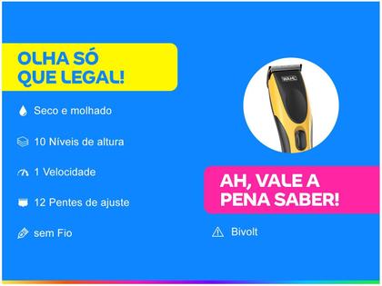 Imagem de Máquina de Corte e Aparador Sem fio Wahl Haircut & Beard DIY Bivolt