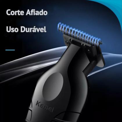 Imagem de Máquina de Corte Kemei KM-2299 Sem Fio para Cortar Cabelo Barba Preto Original