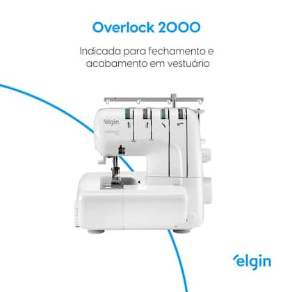 Imagem de Máquina de Costura Elgin Portátil Overlock V2000 220V Branca