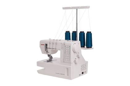 Imagem de Máquina de Costura Galoneira 2000CPX Janome Indicada Para Rebater Elástico Golas e Punhos Barras de Mangas Camisetas Calças Praticidade Na Costura