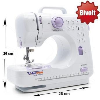 Máquina de Costura Portátil, Bivolt com 12 Pontos - Reta e Zig Zag - WESTPRESS Imagem de Máquina de Costura Portátil, Bivolt com 12 Pontos - Reta e Zig Zag