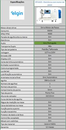 Imagem de Máquina de Costura  Reta Elgin-Motor de passo-RT1025-220v