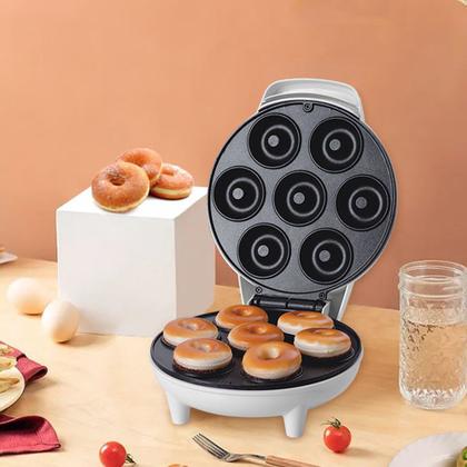 Imagem de Máquina De Donuts Elétrica Fazer Rosquinha Portátil Assadeira Compacta Antiaderente Café Da Manhã