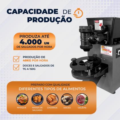Imagem de Máquina de Fazer e Modelar Salgados e Doces Compacta Pop 4.0 Compacta Print até 4.000 unidades por Hora