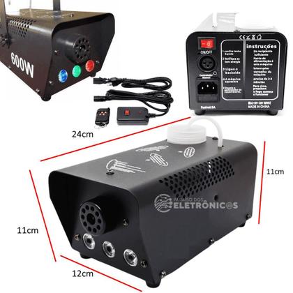 Imagem de Maquina De Fumaça Potencia 600W Iluminação 3 LEDs RGB Controle Remoto 110V LKY5