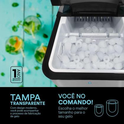 Imagem de Máquina de Gelo 15kg EOS Ice Compact EMG02S Prata 220V