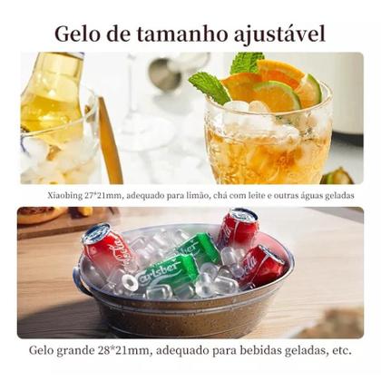 Imagem de Máquina de Gelo de Bancada  Produção Rápida e Eficiente  110V Cinza