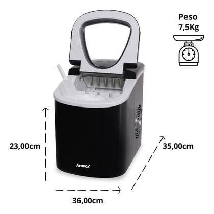 Imagem de Máquina de Gelo em Cubo Portátil 13kg/24h 1400W Caseira Rápido Preta 110V Amvox Amg 113 127V