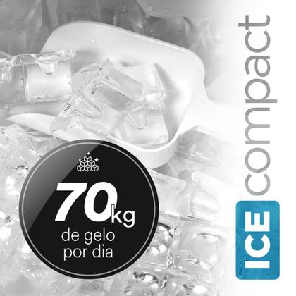 Imagem de Máquina de Gelo EOS Ice Compact Inox EMG715 70kg dia 220V  Painel Digital, Reservatório 15kg, Silenciosa, Sustentável e Fácil Instalação