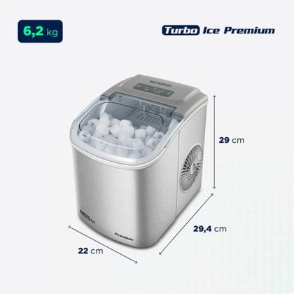 Imagem de Máquina de Gelo Mondial 12kg Turbo Ice Premium 90W MG12GI Cinza 127V