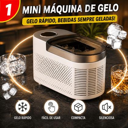 Imagem de Máquina de Gelo Portátil Automática Produz Gelo Rápido em Minutos Compacta e Silenciosa 12V e 110v